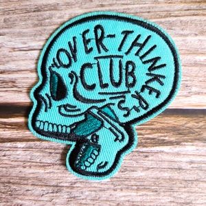 Over Thinker Club Skull Punk Emo Y2k Embroidered Iron on Patch